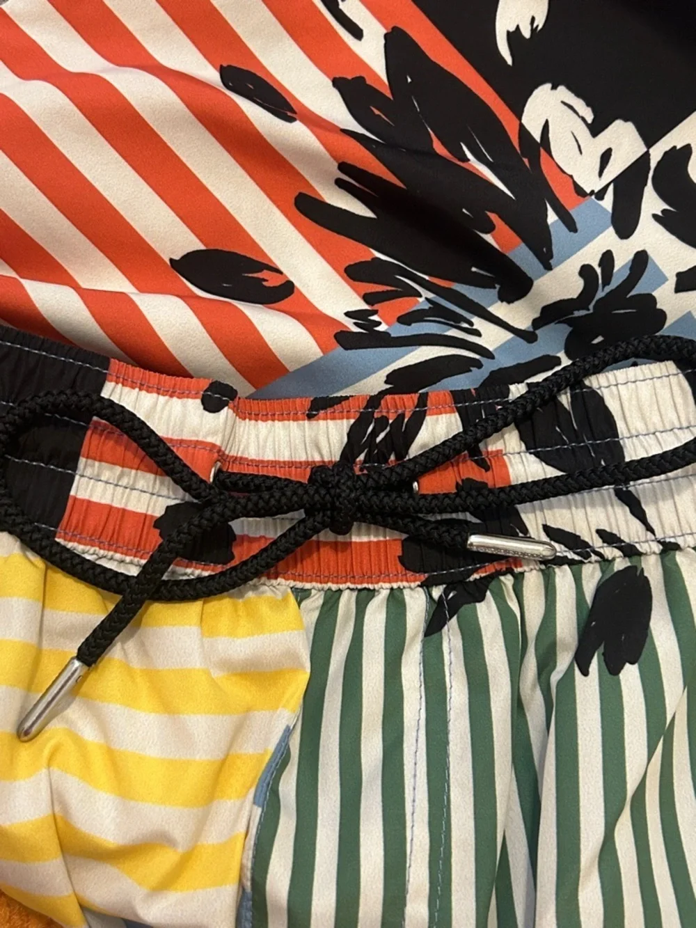 Burberry Floral Plaid Patchwork Printed Multicolor Stripe Swim Trunk Size Medium